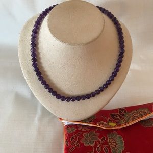🌸Amethyst beaded necklace with gift pouch